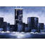 Paysage urbain bleu foncé - décor de bureau bleu mat-1811988483