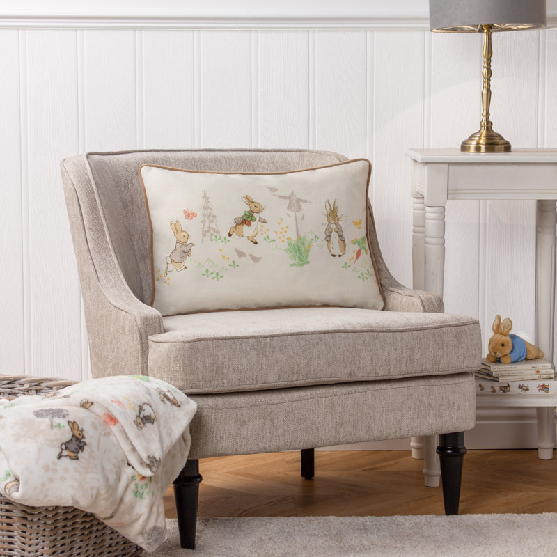 Classic Peter Rabbit™ Floral Natural Rectangular Throw Cushion