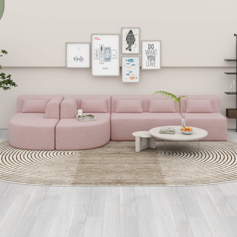 Canapé rembourré, siège profond, canapé modulaire moderne avec 2 chaises longues amovibles et 5 coussins