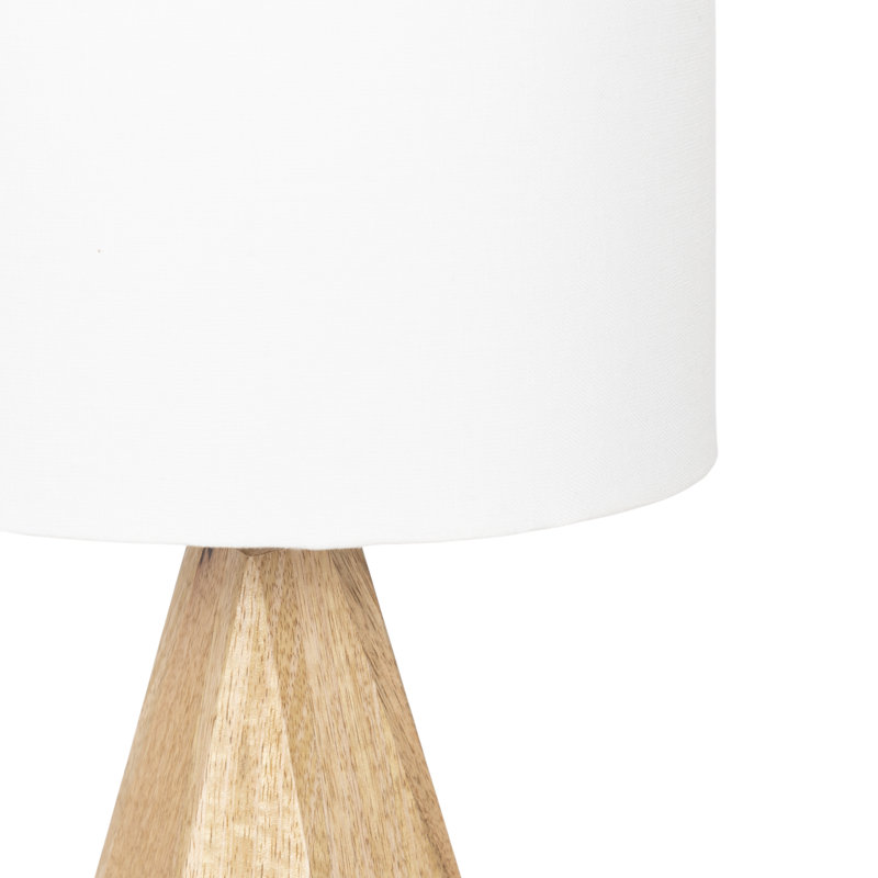 Lampe de chevet moderne à facettes, Bois massif, Tanné