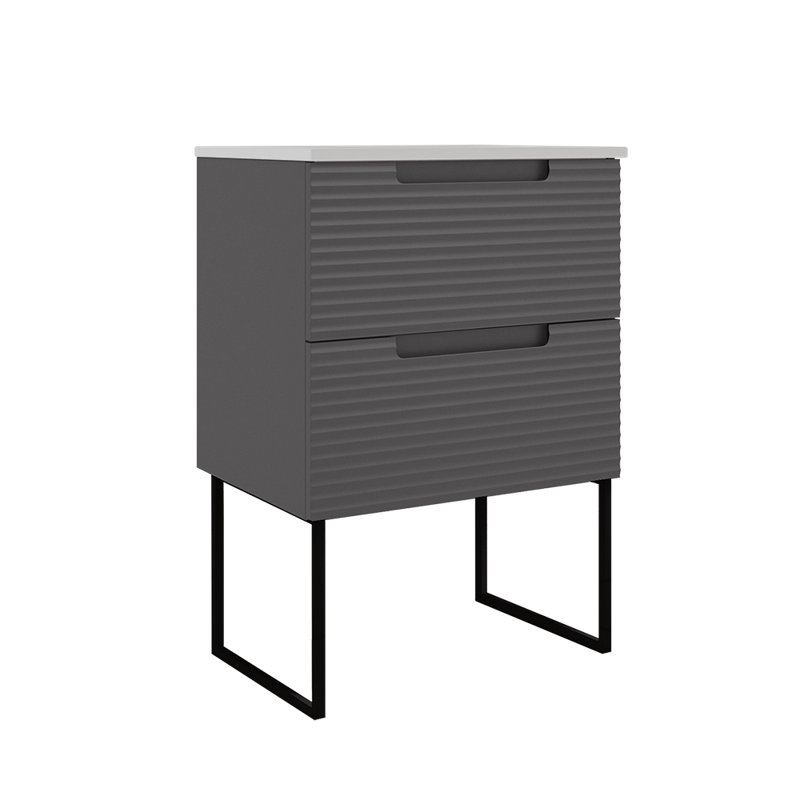 Meuble-lavabo mural 24 po Coda, Frêne gris cendré