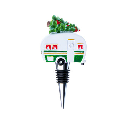 Christmas Tree Teardrop Trailer Bottle Stopper