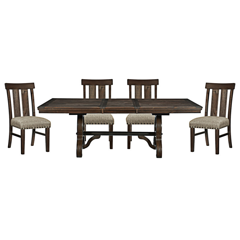 Ensemble de table de salle à manger classique 5 pièces avec rallonge et 4 chaises d'appoint en bois Classic
