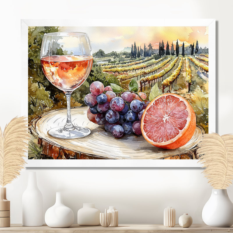Birtie - Vineyard, art mural, Reproduction encadrée d'une seule photo, H 24 po x l 32 po, Blanc
