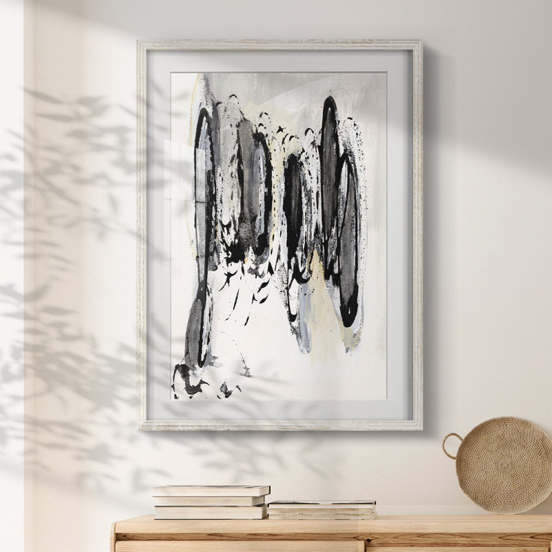 Grey Scribbles I - impression encadrée, Blanc, H 28,5 po x l 20,5 po