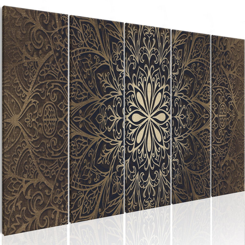 Ensemble de 5 impressions sur toile tendue, Brun