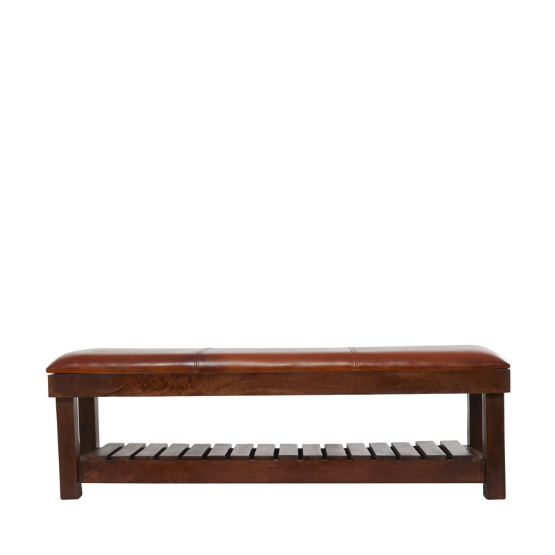 Banc de rangement en cuir véritable