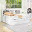 Lit capitaine en bois 3 tiroirs avec lit gigogne simple et tablettes-61750095