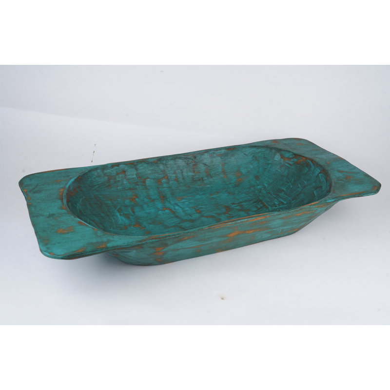 Bol décoratif en bois de tuf, Turquoise