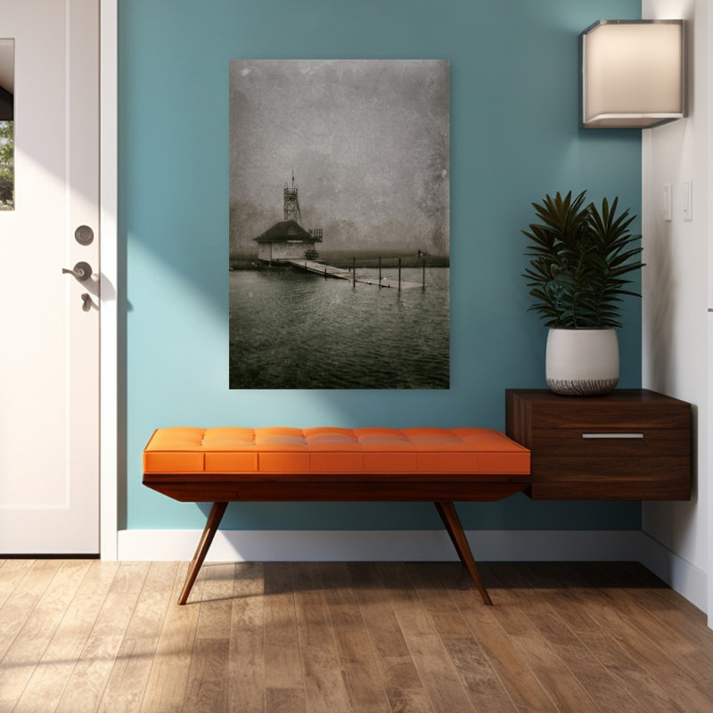 Art contemporain, art abstrait plage paisible et paisible, H 48 po x l 32 po