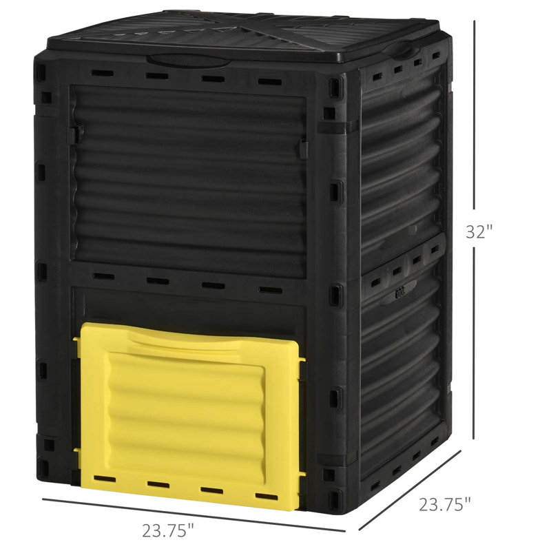 Gobelet à compost 80 gallons - Transformation de la matière organique Aération efficace et simple Assemblage simple, bac de compostage jaune pour jardin 6 à 12 semaines Traitement facile