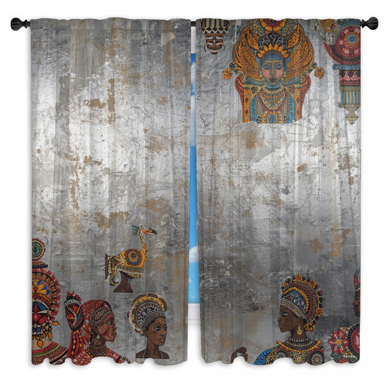 2 panneaux de rideaux obscurcissant d'inspiration africaine, 80 po x 61 po - 2 panneaux, Obscurcissement de chambre