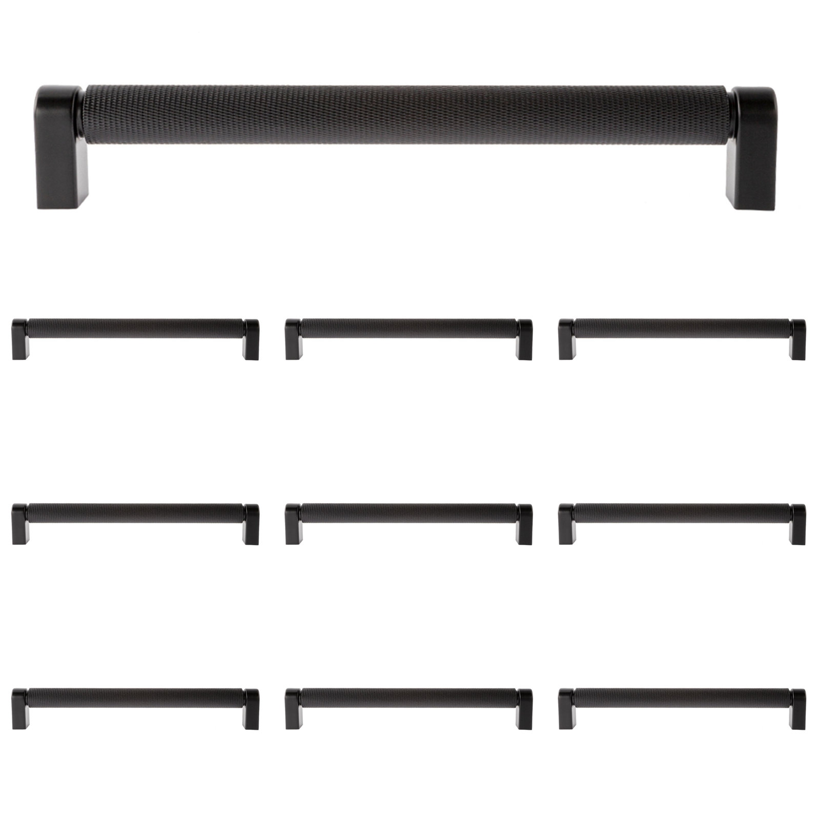 Kent Knurled Cabinet Bar Pull, Matte Black, 7"