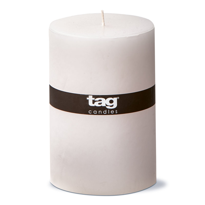 Bougie cylindrique sans parfum, L 6 po x l 4 po, Blanc, 1