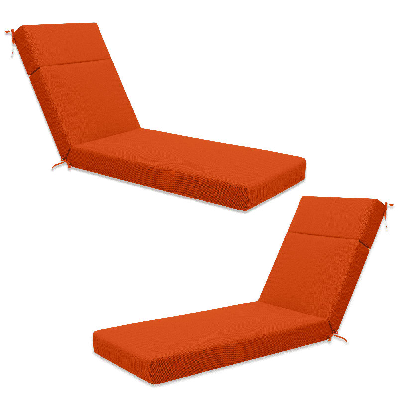 Outdoor Orange Polyester Chaise Lounge Cushions Set of 2