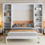 Lit double avec bureau et bibliothèque en blanc - Bibliothèque robuste et spacieuse-332093833