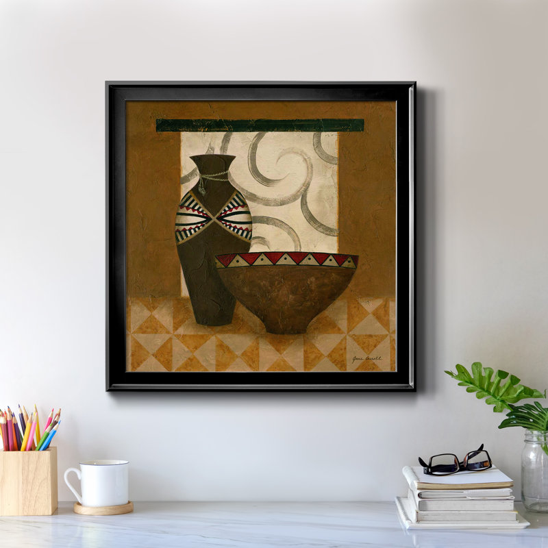 Terre en terre I - peinture sur toile encadrée, H 30,5 po x l 30,5 po x P 1,5 po, Cadre noir