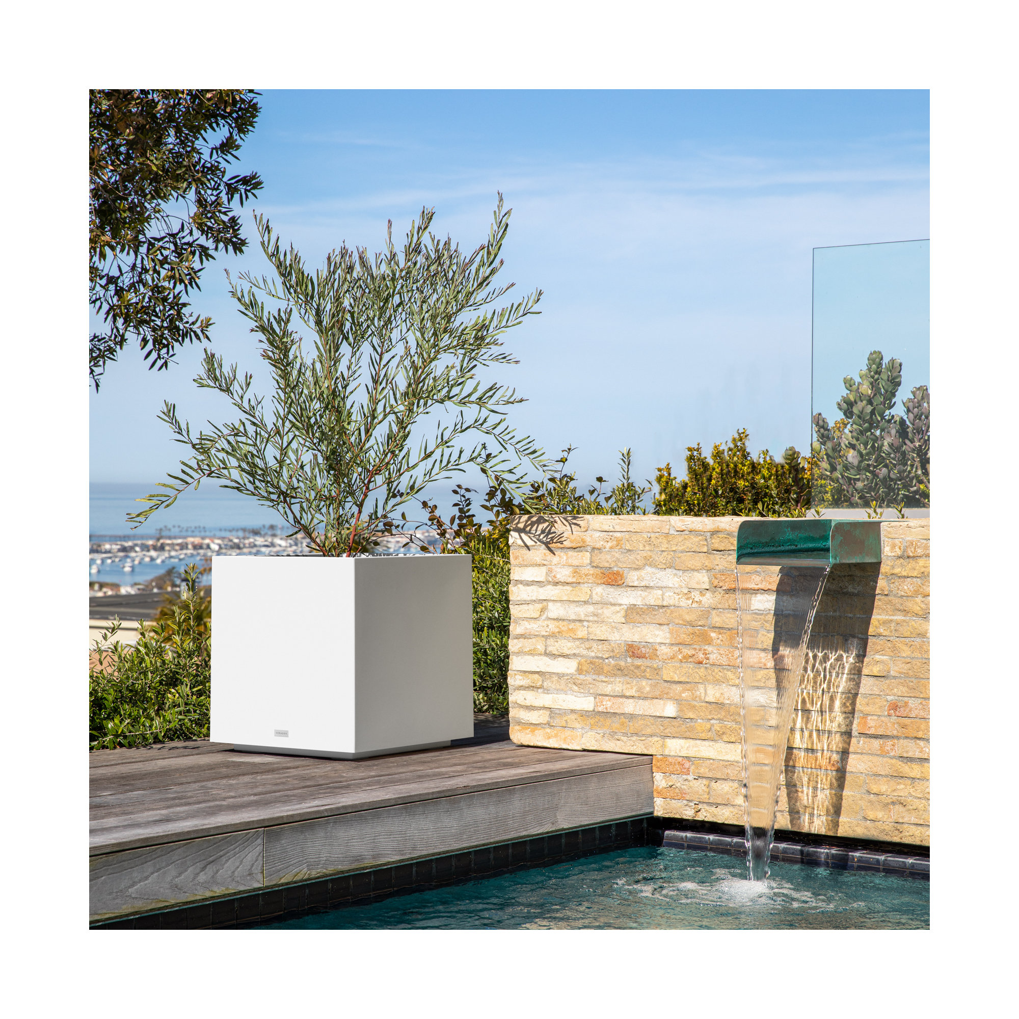 Block Series Cube Planter, 22.25" H x 21" W x 21" D, White