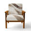 Chaise rembourrée abstraite minimaliste avec accoudoirs à géométrie neutre-1723490300