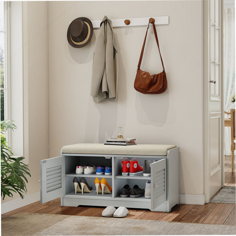 Banc de hall d'entrée 28,74 po, Gris, Beige