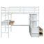 Lit mezzanine double avec bureau intégré avec deux tiroirs et tablettes et tiroirs de rangement