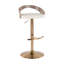 Tabouret réglable avec pivot en métal doré, bois gris clair et similicuir blanc avec repose-pieds arrondi en T - ensemble de 3