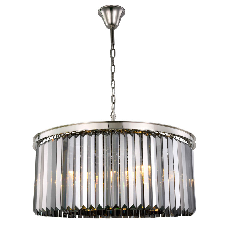 Yazmin 8 - Light Crystal Pendant, Gray, Polished Nickel