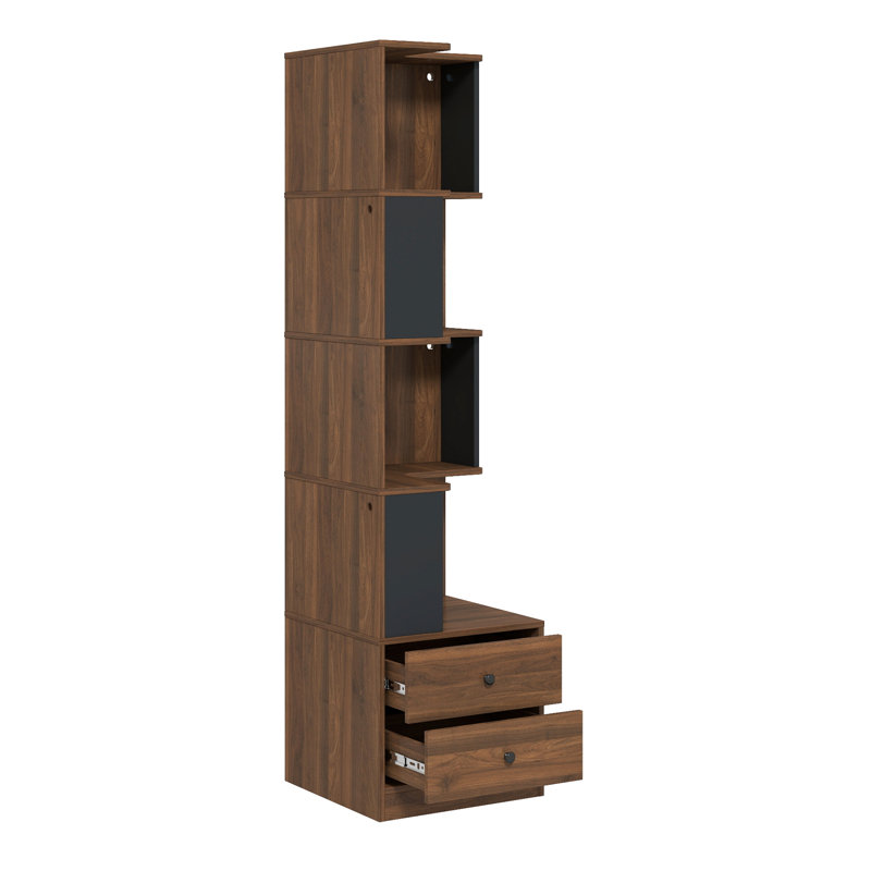 Bibliothèque gain de place avec rangement, tablette d'angle moderne en bois MDF pour la maison