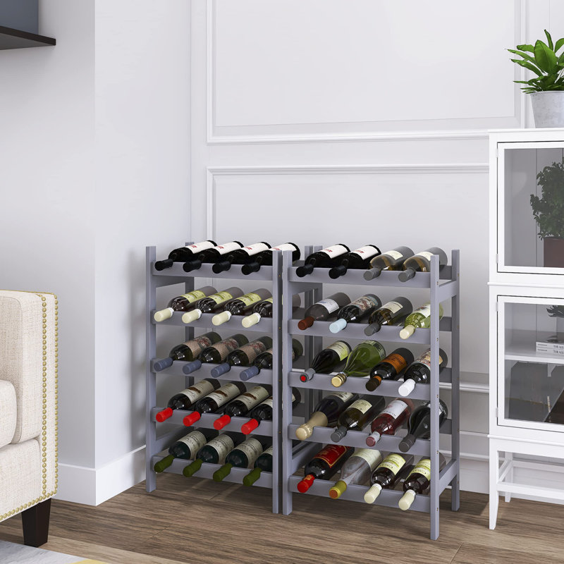 Nerlan 20 Bottle Floor Wine Bottle Rack, Grey