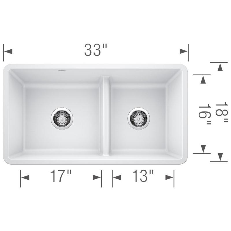 Évier de cuisine à double cuve réversible 60/40 Precis SILGRANIT avec cloison basse - blanc, Blanc