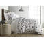 Literie 3 pièces Southshore Fine Linens Grand Symphony Grey Full/Queen, en satin de coton 300 fils, motif floral, comprenant 1 housse de couette et 2 taies d'oreiller standard-1237725496-1237763382