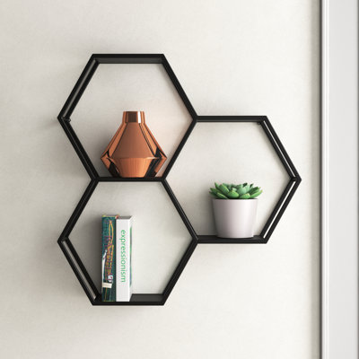 Wingard 3 Piece Hexagon Metal Accent Shelf