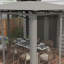 Pavillon de jardin 10 'x 12' avec filet, auvent double pour jardin, pelouse, cour, terrasse, métal, gris foncé