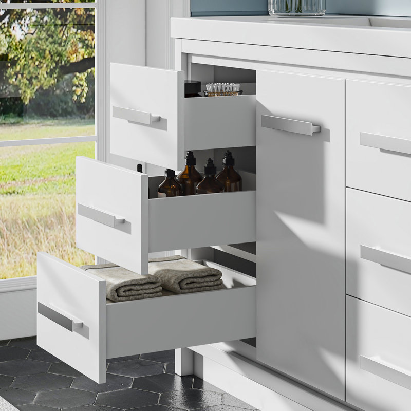 Alicano 48'' Single Bathroom Vanity With Cultured Marble Top, Pre-Assembled Bathroom Cabinet