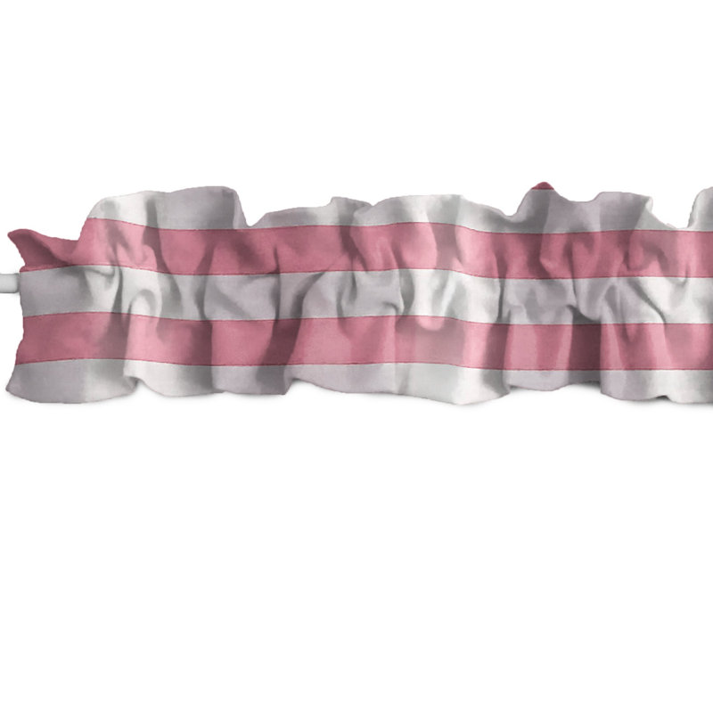 Cantonnière rayée en mélange de coton, L 120 po x L 9 po, Rose