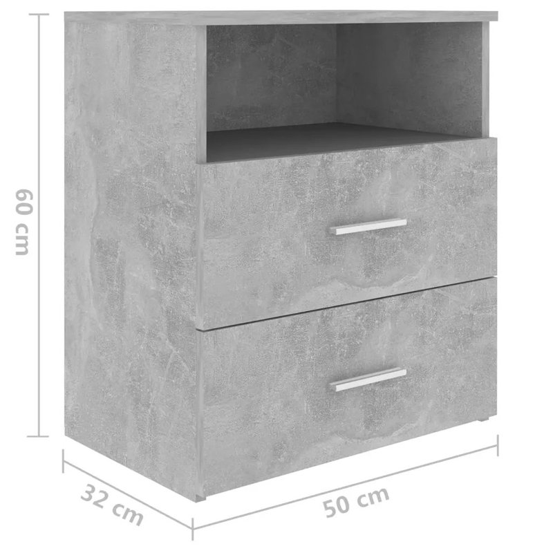 Govanny 50cm W Particle Board / Chipboard Bedside Table, Light grey