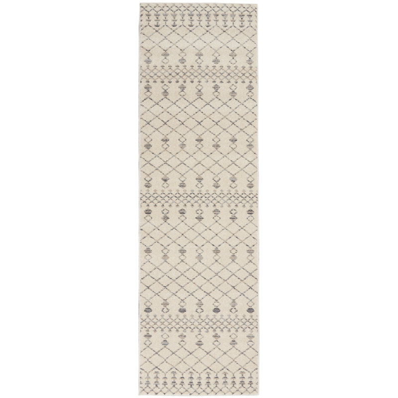 Tapis beige bohème marocain Marx, Tapis de couloir 2 pi 3 po x 10 pi