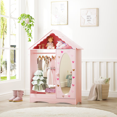 Kids Dress Up Storage With Mirror, Kids Wardrobe Closet