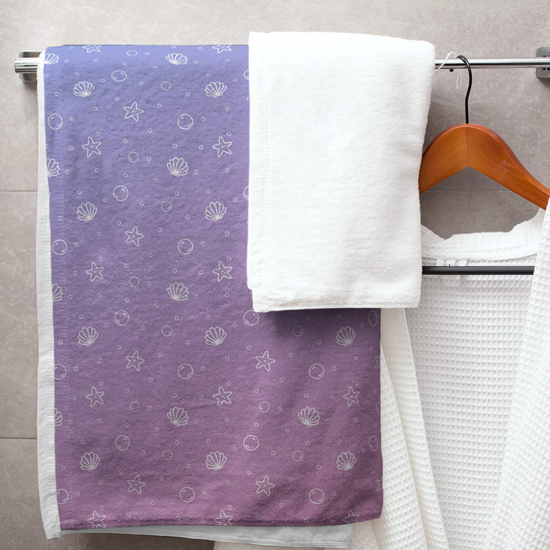 Serviette de bain coquillage, Rose/bleu