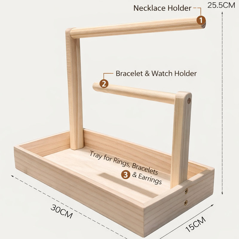 Présentoir à bijoux en bois 2Tier
