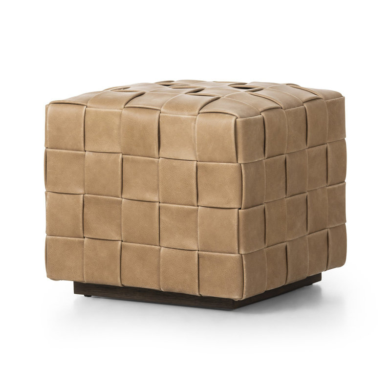 FLORES Square Ottoman, Light Brown