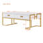 Modern  Rectangular Coffee Table With 4 Drawers And Gold Base In 47.3"-1376796739