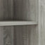 Armoire de rangement autoportante en chêne avec panier à linge inclinable, portes, tiroirs et tablettes réglables