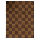 Gabbeh Wool Geometric Area Rug in Dark Brown/Beige