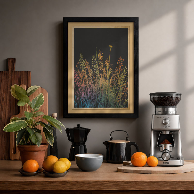 Wildflower Study Botanical - Framed Print, A1 - 84.1 x 59.4 cm, Black