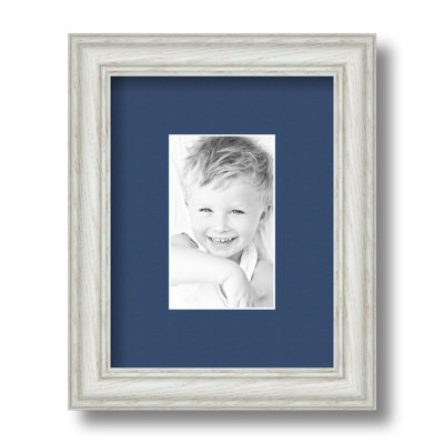 Off White Wood Picture Frame with Mat