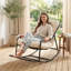 Chaise berçante d'intérieur / d'extérieur avec accoudoirs courbés, chaise berçante d'appoint à coussin épais pour le salon, la chambre à coucher, le balcon, le porche-2091139930