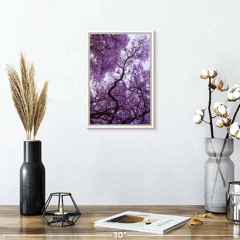 Under Jacaranda Tree, Floating Frame White, 9" x 13"