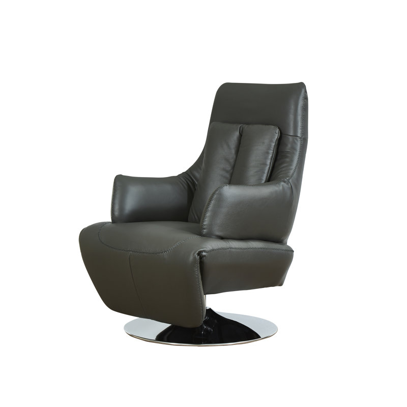 Bernardo Leather Swivel Power Recliner, Grey Genuine Leather