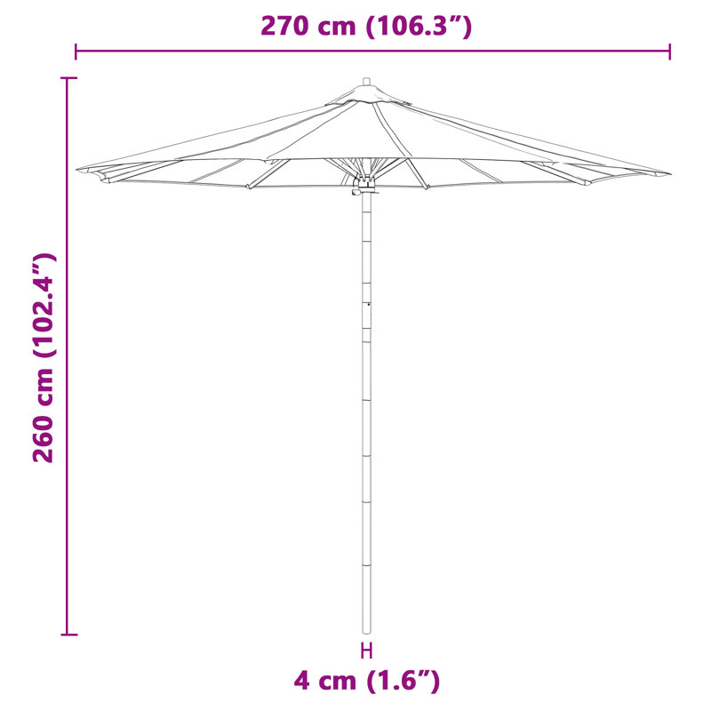 Market Parasol with Pulley Lift, 260cm H x 270cm W x 270cm D, Grey